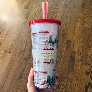 NWT Rare Molly Hatch Steel Mill Holiday Christmas Winter Tumbler with Straw